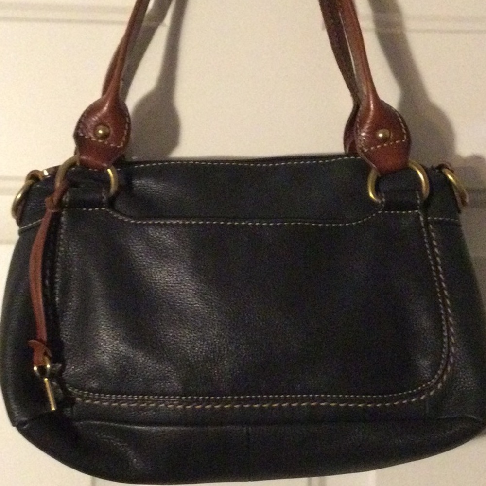 Fossil Black Leather Satchel Shoulder Handbag